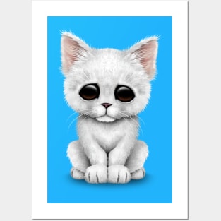 Cute White Kitten Cat Posters and Art